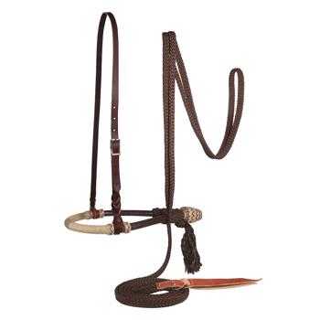 Bosal/Mecate Set | Natural/Chocolate Bosal | Chocolate Flat Braid Mecate