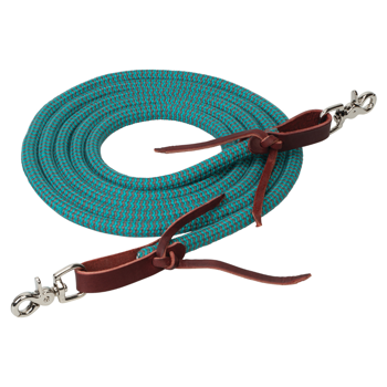 Ecoluxe Bamboo Round Trail Rein | Turquoise/Charcoal