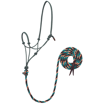 ECOLUXE Rope Halter w. Lead |  Black/Charcoal/Turquoise/Cantaloupe